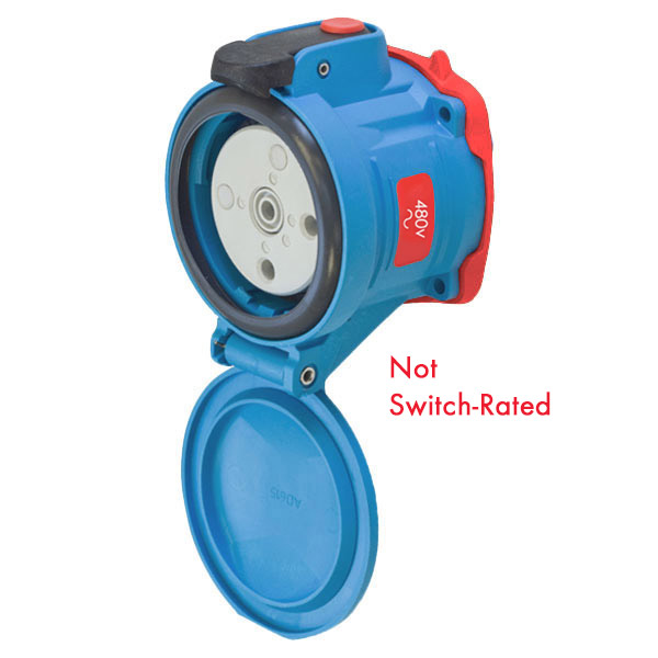 63-64042-352 - DSN60 RECEPTACLE POLY BLUE SIZE 3 TYPE 4X IP 69 2P+G 60A 480 VAC 60 Hz NO AUX STRAIGHT INSERTION